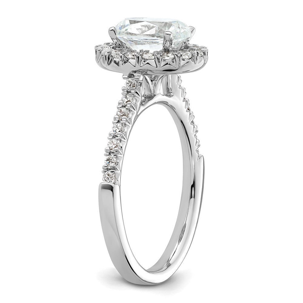 Verlobungsring mit ovalem Halo aus simulierten Diamanten in 14K Weißgold