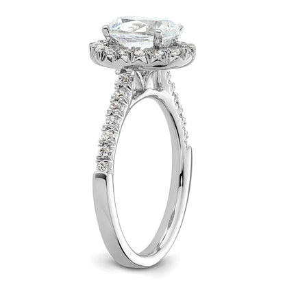 Verlobungsring mit ovalem Halo aus simulierten Diamanten in 14K Weißgold