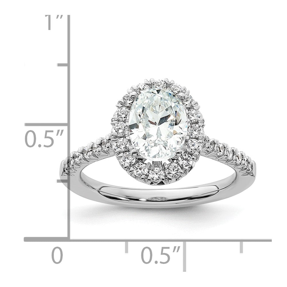 Verlobungsring mit ovalem Halo aus simulierten Diamanten in 14K Weißgold