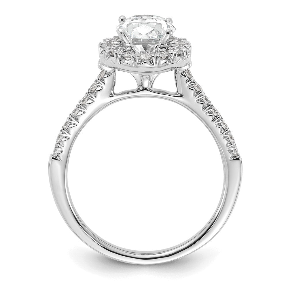 14K Weißgold Verlobungsring mit 0,5 ct. Laborgezüchteten Diamanten VS/SI+ G+ und 1,5 ct. ovalem Center-Stein mit Halo-Fassung