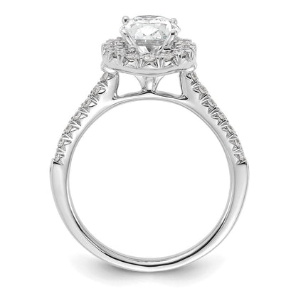 14K Weißgold Verlobungsring mit 0,5 ct. Laborgezüchteten Diamanten VS/SI+ G+ und 1,5 ct. ovalem Center-Stein mit Halo-Fassung