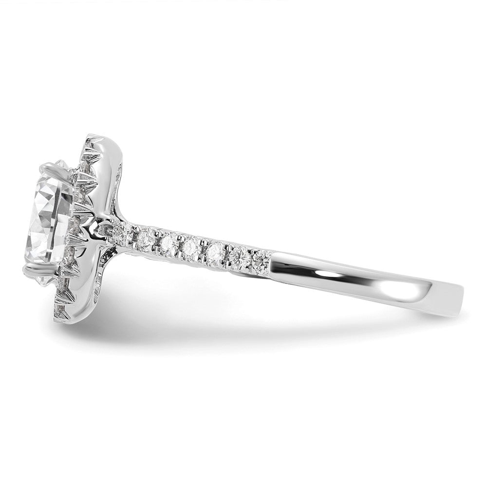 14K Weißgold Verlobungsring mit 0,5 ct. Laborgezüchteten Diamanten VS/SI+ G+ und 1,5 ct. ovalem Center-Stein mit Halo-Fassung
