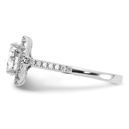 14K Weißgold Verlobungsring mit 0,5 ct. Laborgezüchteten Diamanten VS/SI+ G+ und 1,5 ct. ovalem Center-Stein mit Halo-Fassung