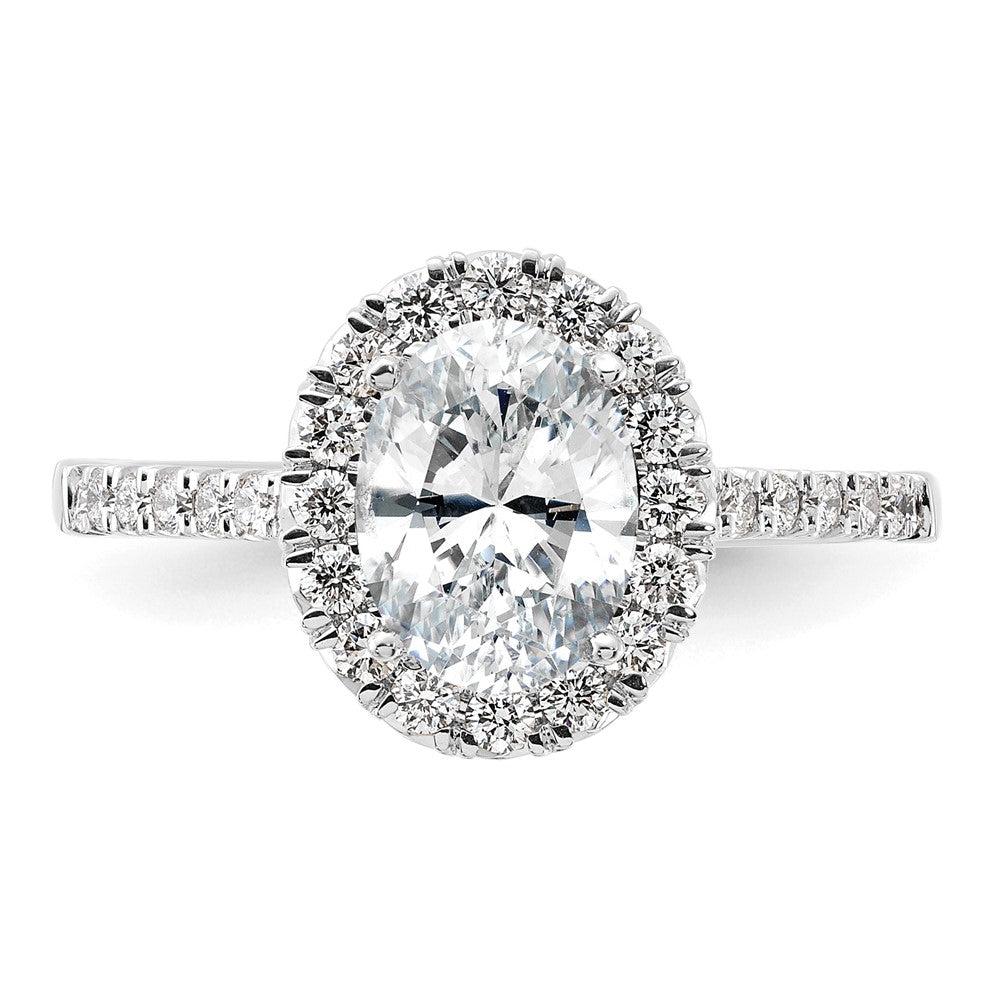 14K Weißgold Verlobungsring mit 0,5 ct. Laborgezüchteten Diamanten VS/SI+ G+ und 1,5 ct. ovalem Center-Stein mit Halo-Fassung