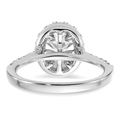 14K Weißgold Verlobungsring mit 0,5 ct. Laborgezüchteten Diamanten VS/SI+ G+ und 1,5 ct. ovalem Center-Stein mit Halo-Fassung