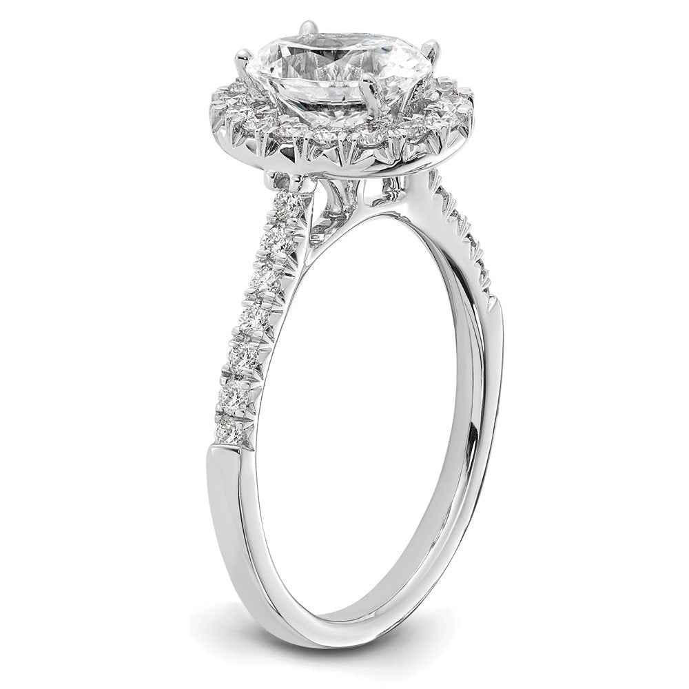 14K Weißgold Verlobungsring mit 0,5 ct. Laborgezüchteten Diamanten VS/SI+ G+ und 1,5 ct. ovalem Center-Stein mit Halo-Fassung