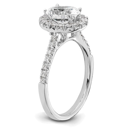 14K Weißgold Verlobungsring mit 0,5 ct. Laborgezüchteten Diamanten VS/SI+ G+ und 1,5 ct. ovalem Center-Stein mit Halo-Fassung