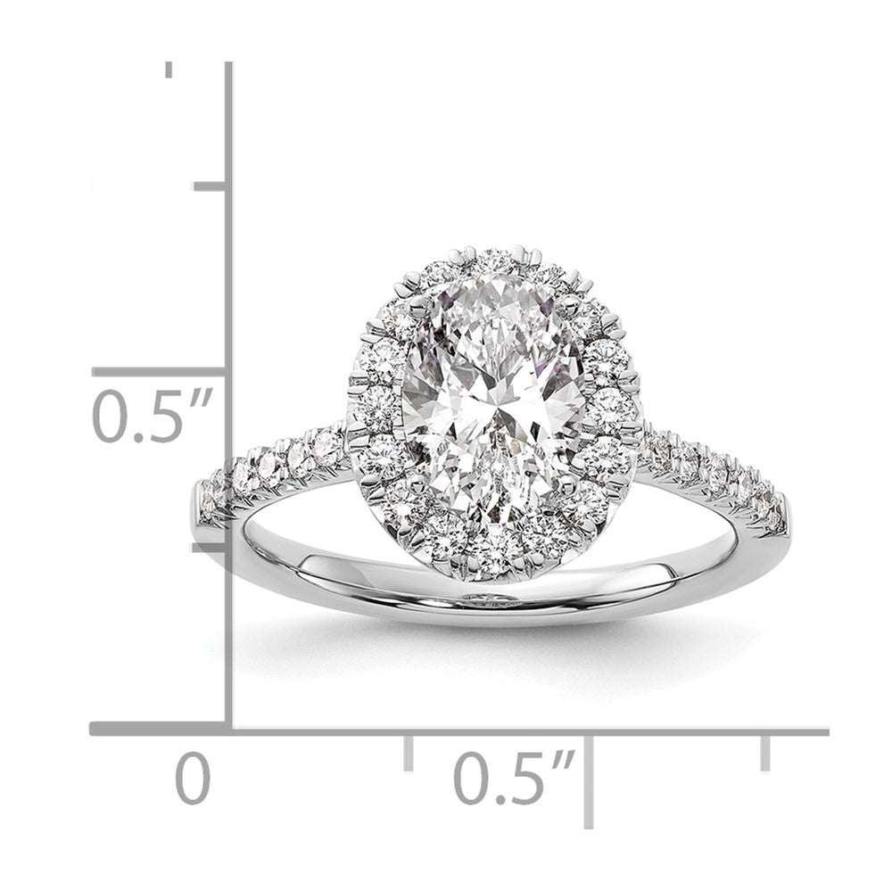 14K Weißgold Verlobungsring mit 0,5 ct. Laborgezüchteten Diamanten VS/SI+ G+ und 1,5 ct. ovalem Center-Stein mit Halo-Fassung