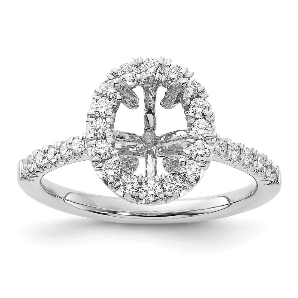 14K Weißgold Verlobungsring mit 0,5 ct. Laborgezüchteten Diamanten VS/SI+ G+ und 1,5 ct. ovalem Center-Stein mit Halo-Fassung
