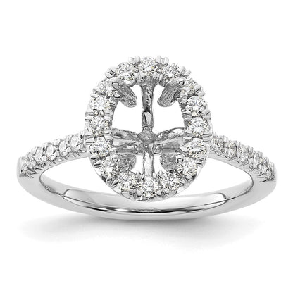 14K Weißgold Verlobungsring mit 0,5 ct. Laborgezüchteten Diamanten VS/SI+ G+ und 1,5 ct. ovalem Center-Stein mit Halo-Fassung