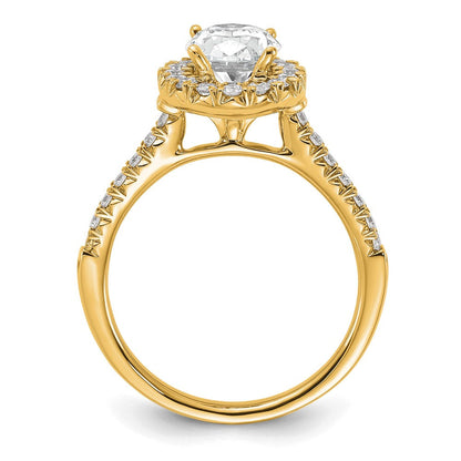 14K Gelbgold Verlobungsring mit 0,5 ct. Labordiamanten, VS/SI+ G+, ovalem 1,5 ct. Mittelstein und Halo-Fassung