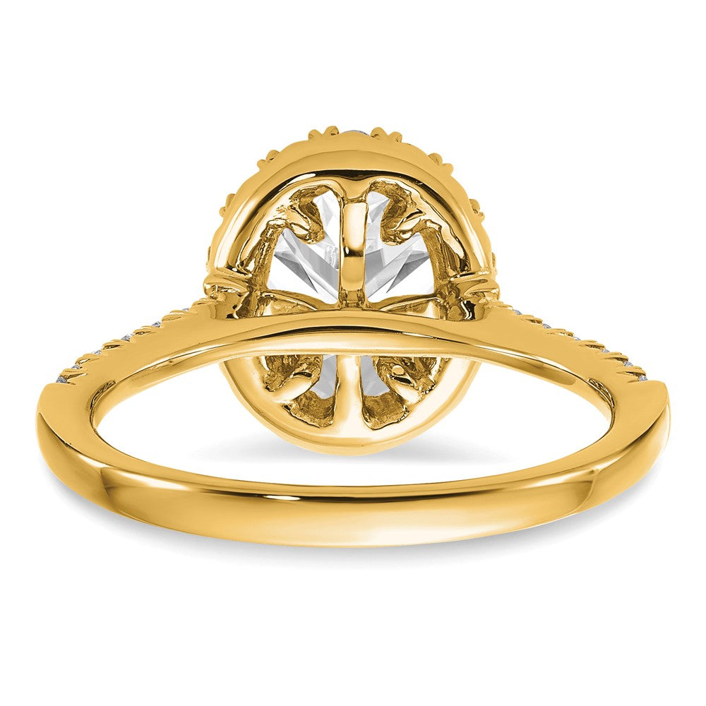 14K Gelbgold Verlobungsring mit 0,5 ct. Labordiamanten, VS/SI+ G+, ovalem 1,5 ct. Mittelstein und Halo-Fassung