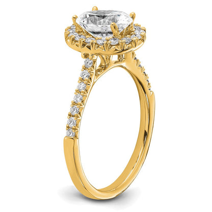 14K Gelbgold Verlobungsring mit 0,5 ct. Labordiamanten, VS/SI+ G+, ovalem 1,5 ct. Mittelstein und Halo-Fassung
