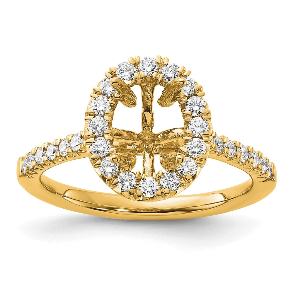 14K Gelbgold Verlobungsring mit 0,5 ct. Labordiamanten, VS/SI+ G+, ovalem 1,5 ct. Mittelstein und Halo-Fassung