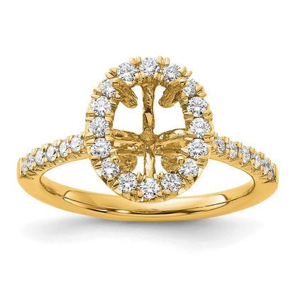 14K Gelbgold Verlobungsring mit 0,5 ct. Labordiamanten, VS/SI+ G+, ovalem 1,5 ct. Mittelstein und Halo-Fassung