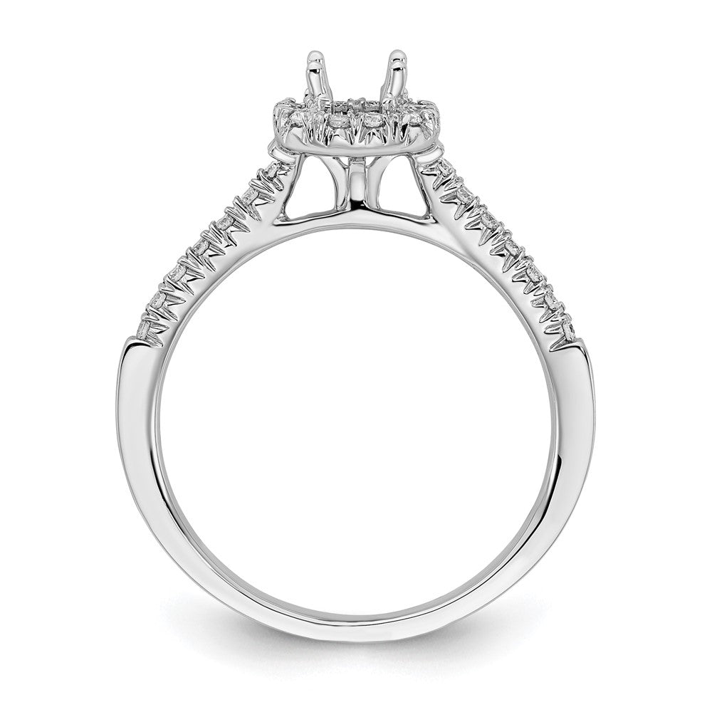 Verlobungsring mit Kissenschliff-Halo und simuliertem Diamanten, 14 Karat Weißgold