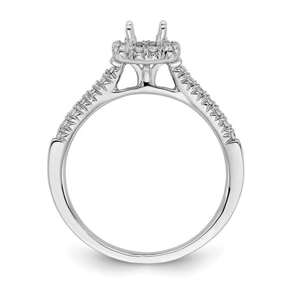 Verlobungsring mit Kissenschliff-Halo und simuliertem Diamanten, 14 Karat Weißgold