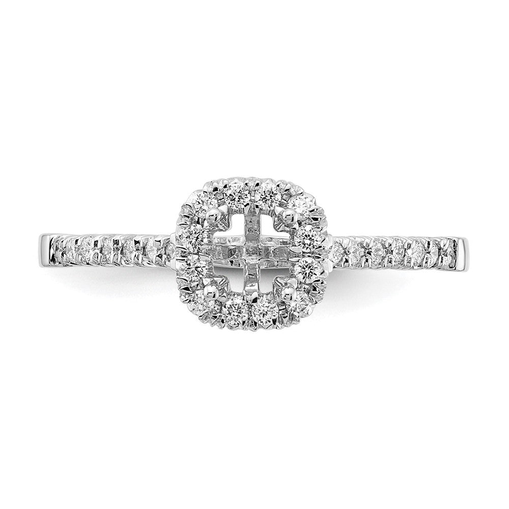 Verlobungsring mit Kissenschliff-Halo und simuliertem Diamanten, 14 Karat Weißgold