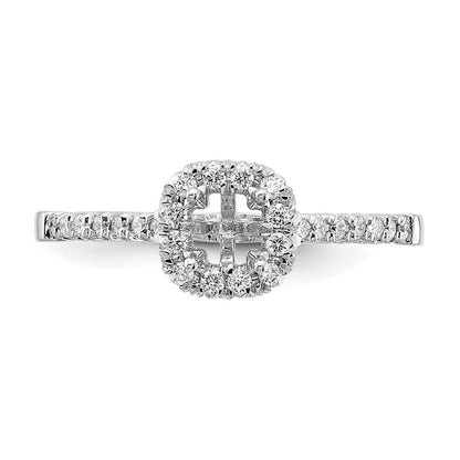 Verlobungsring mit Kissenschliff-Halo und simuliertem Diamanten, 14 Karat Weißgold