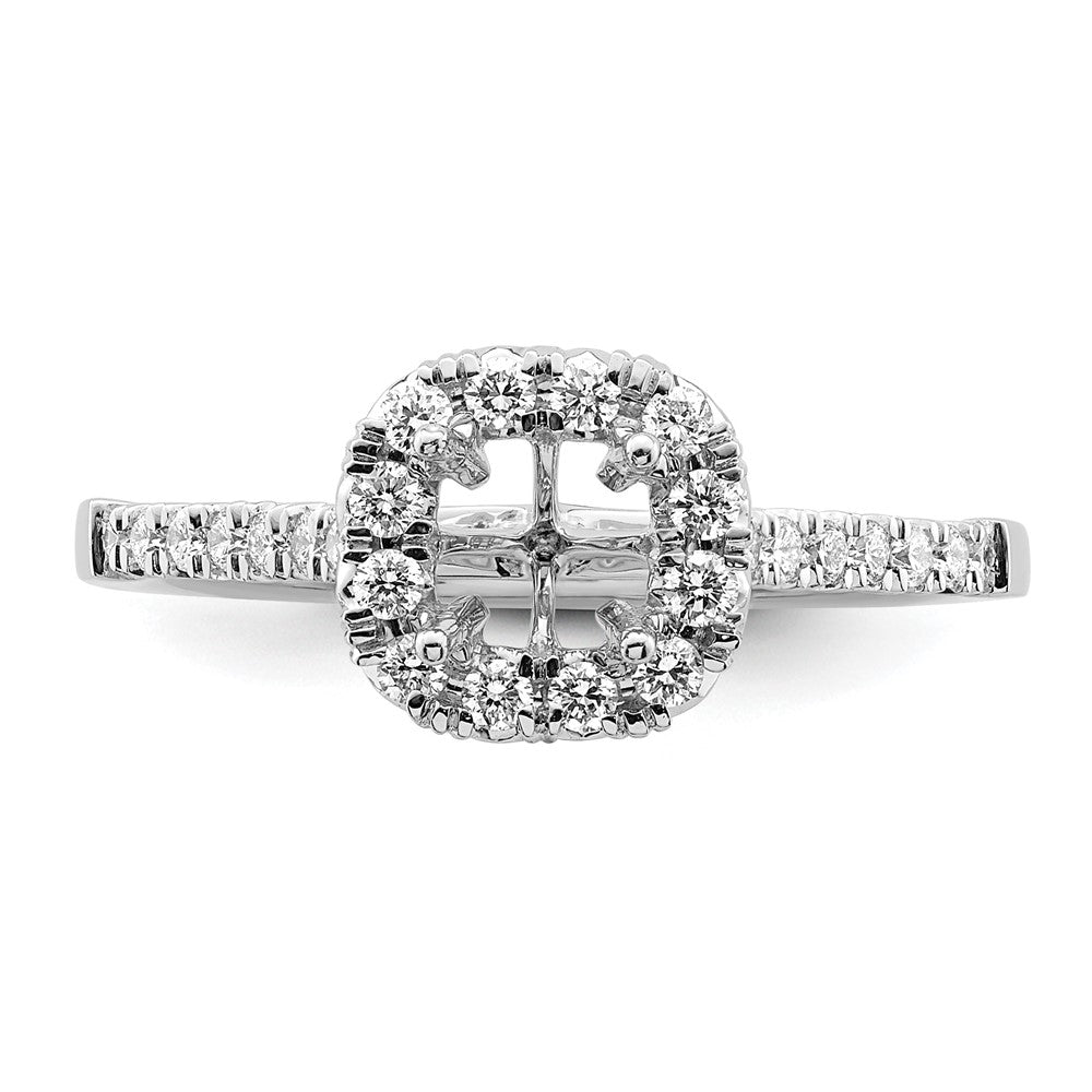 14K Weißgold Verlobungsring mit Kissenschliff-Halo aus simuliertem Diamant