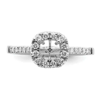 14K Weißgold Verlobungsring mit Kissenschliff-Halo aus simuliertem Diamant
