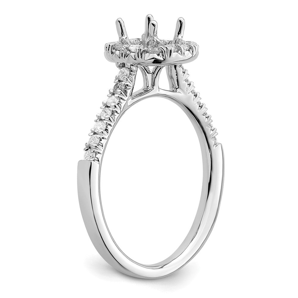 14K Weißgold Verlobungsring mit Kissenschliff-Halo aus simuliertem Diamant