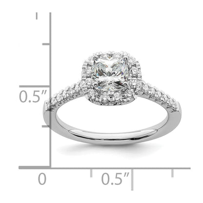 14K Weißgold Verlobungsring mit Kissenschliff-Halo aus simuliertem Diamant