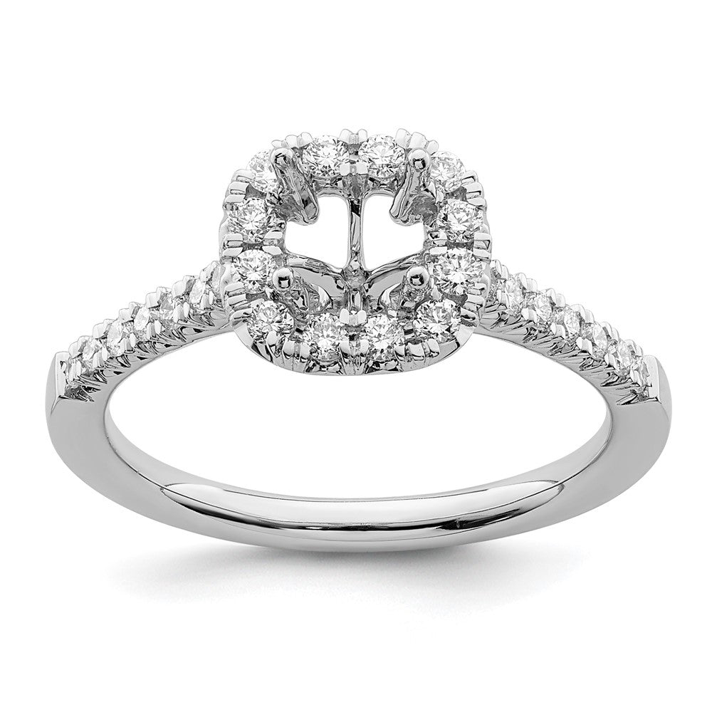 14K Weißgold Verlobungsring mit Kissenschliff-Halo aus simuliertem Diamant