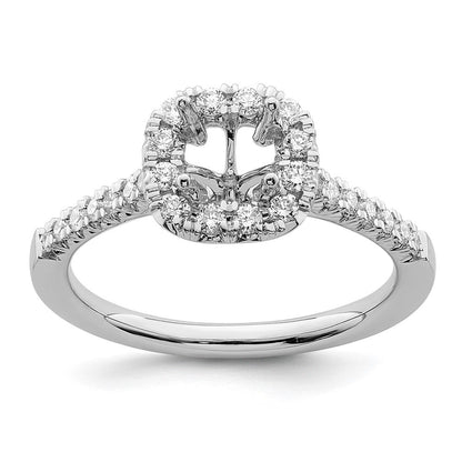 14K Weißgold Verlobungsring mit Kissenschliff-Halo aus simuliertem Diamant