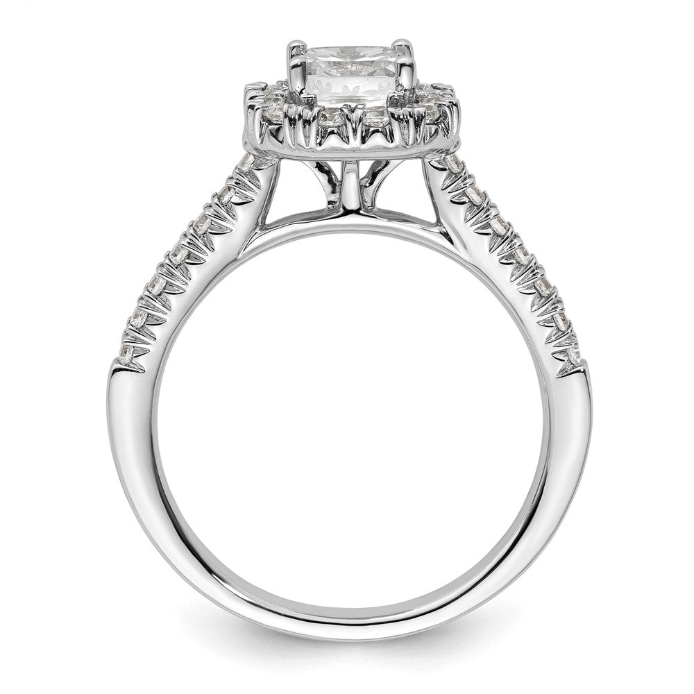 Platin Kissen Heiligenschein Diamant Halbfassung Verlobungsring