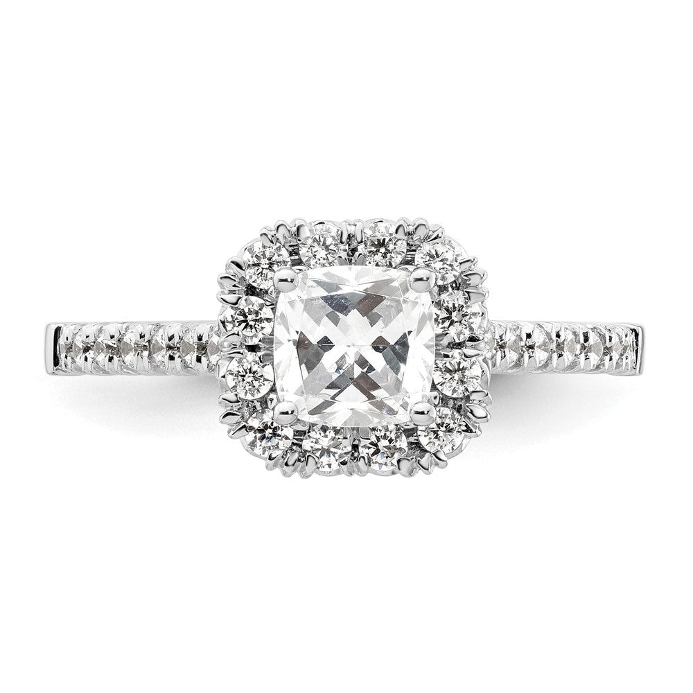 Platin Kissen Heiligenschein Diamant Halbfassung Verlobungsring