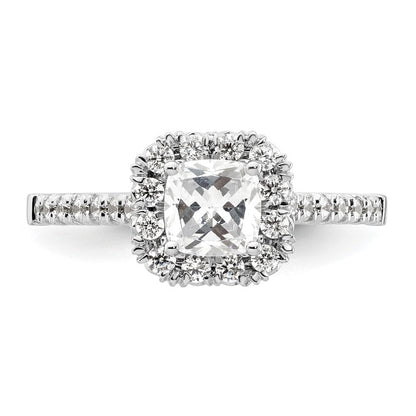 Platin Kissen Heiligenschein Diamant Halbfassung Verlobungsring