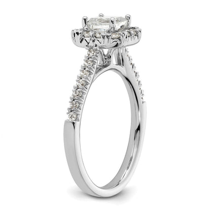 Platin Kissen Heiligenschein Diamant Halbfassung Verlobungsring