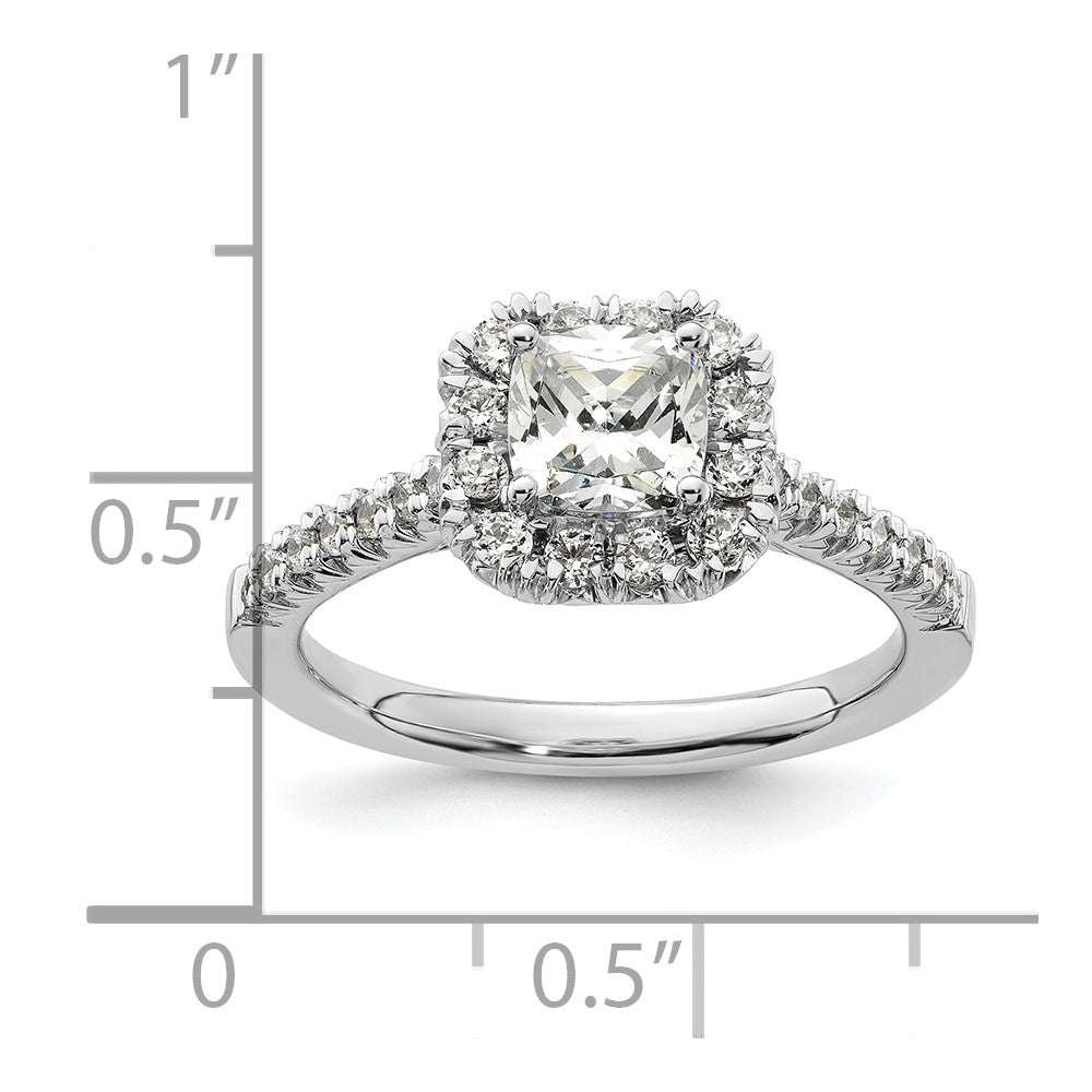 Platin Kissen Heiligenschein Diamant Halbfassung Verlobungsring