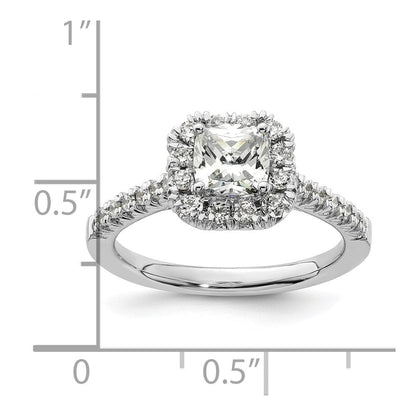 Platin Kissen Heiligenschein Diamant Halbfassung Verlobungsring