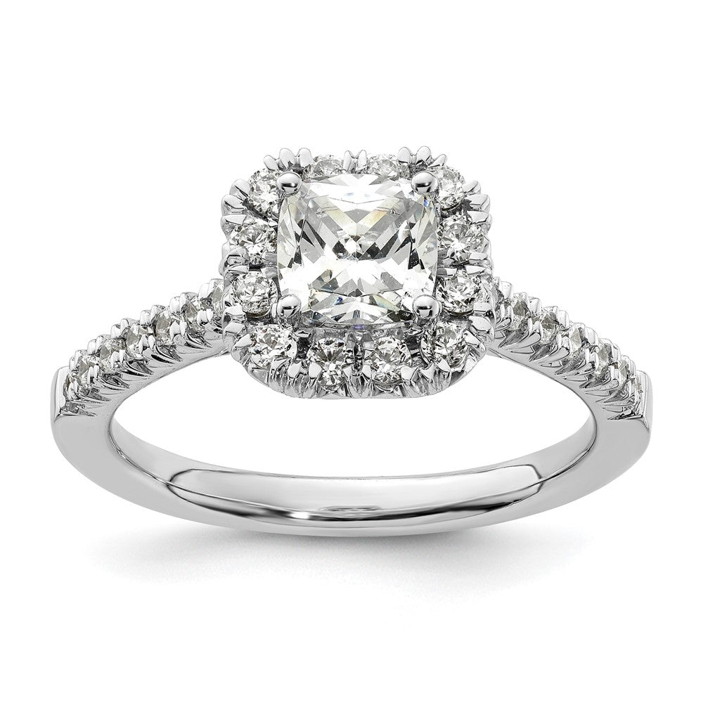 Platin Kissen Heiligenschein Diamant Halbfassung Verlobungsring