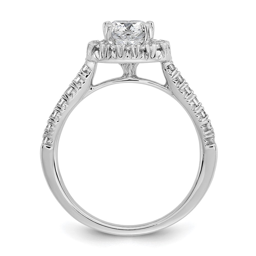 14K Weißgold Labordiamant VS/SI+ G+ Kissenschliff Halo Halbfassung Verlobungsring