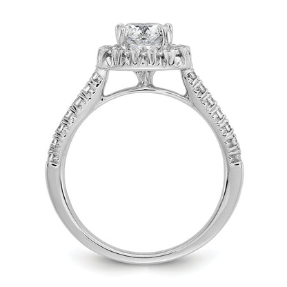 14 Karat Weißgold Verlobungsring mit Kissenschliff-Halo aus simulierten Diamanten
