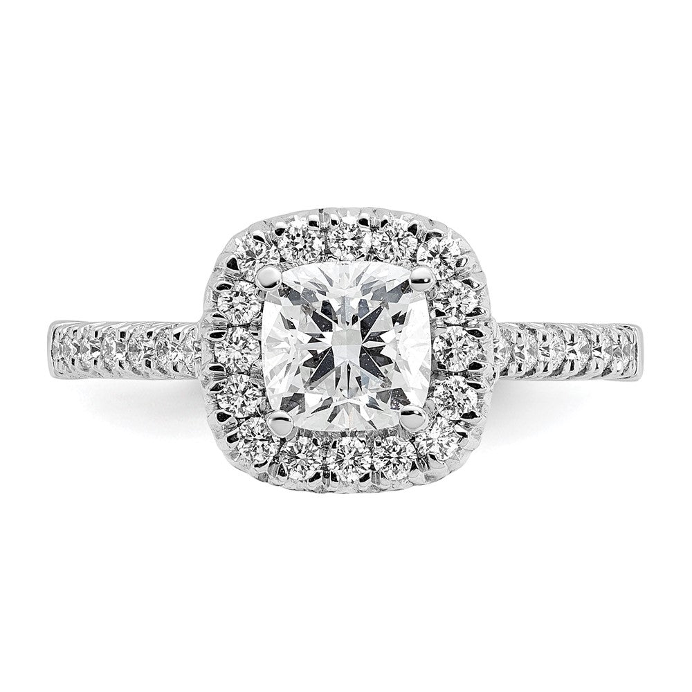 14K Weißgold Labordiamant VS/SI+ G+ Kissenschliff Halo Halbfassung Verlobungsring