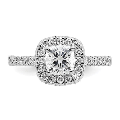 14K Weißgold Labordiamant VS/SI+ G+ Kissenschliff Halo Halbfassung Verlobungsring