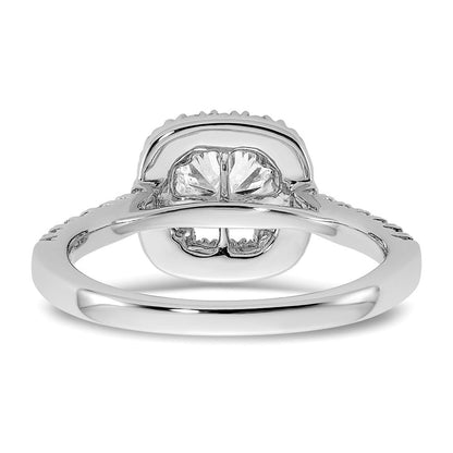14K Weißgold Labordiamant VS/SI+ G+ Kissenschliff Halo Halbfassung Verlobungsring