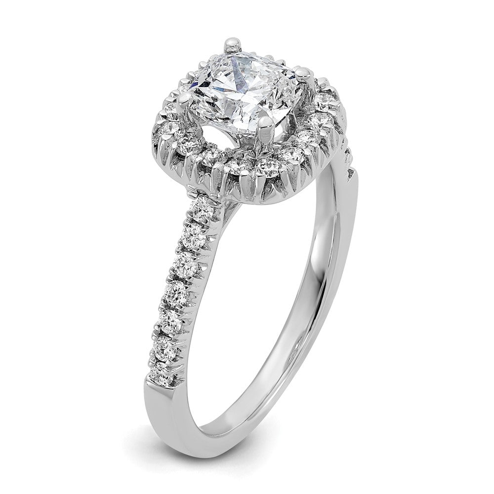 14K Weißgold Labordiamant VS/SI+ G+ Kissenschliff Halo Halbfassung Verlobungsring