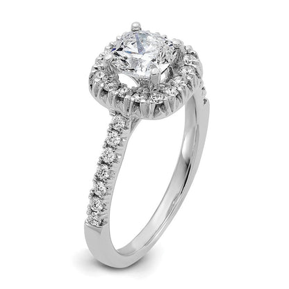 14K Weißgold Labordiamant VS/SI+ G+ Kissenschliff Halo Halbfassung Verlobungsring
