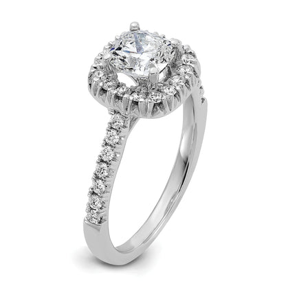 14 Karat Weißgold Verlobungsring mit Kissenschliff-Halo aus simulierten Diamanten