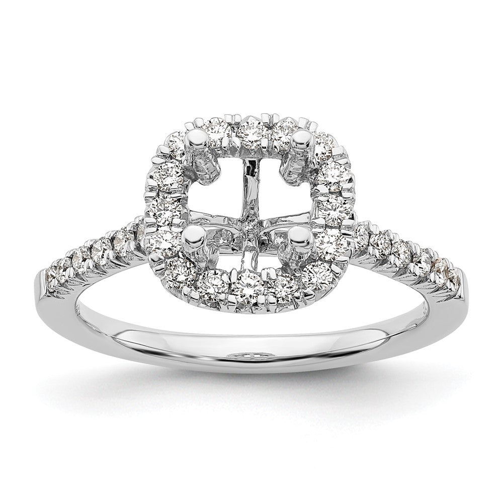 14K Weißgold Labordiamant VS/SI+ G+ Kissenschliff Halo Halbfassung Verlobungsring