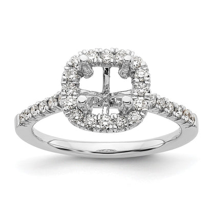 14K Weißgold Labordiamant VS/SI+ G+ Kissenschliff Halo Halbfassung Verlobungsring