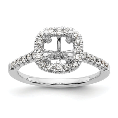 14 Karat Weißgold Verlobungsring mit Kissenschliff-Halo aus simulierten Diamanten