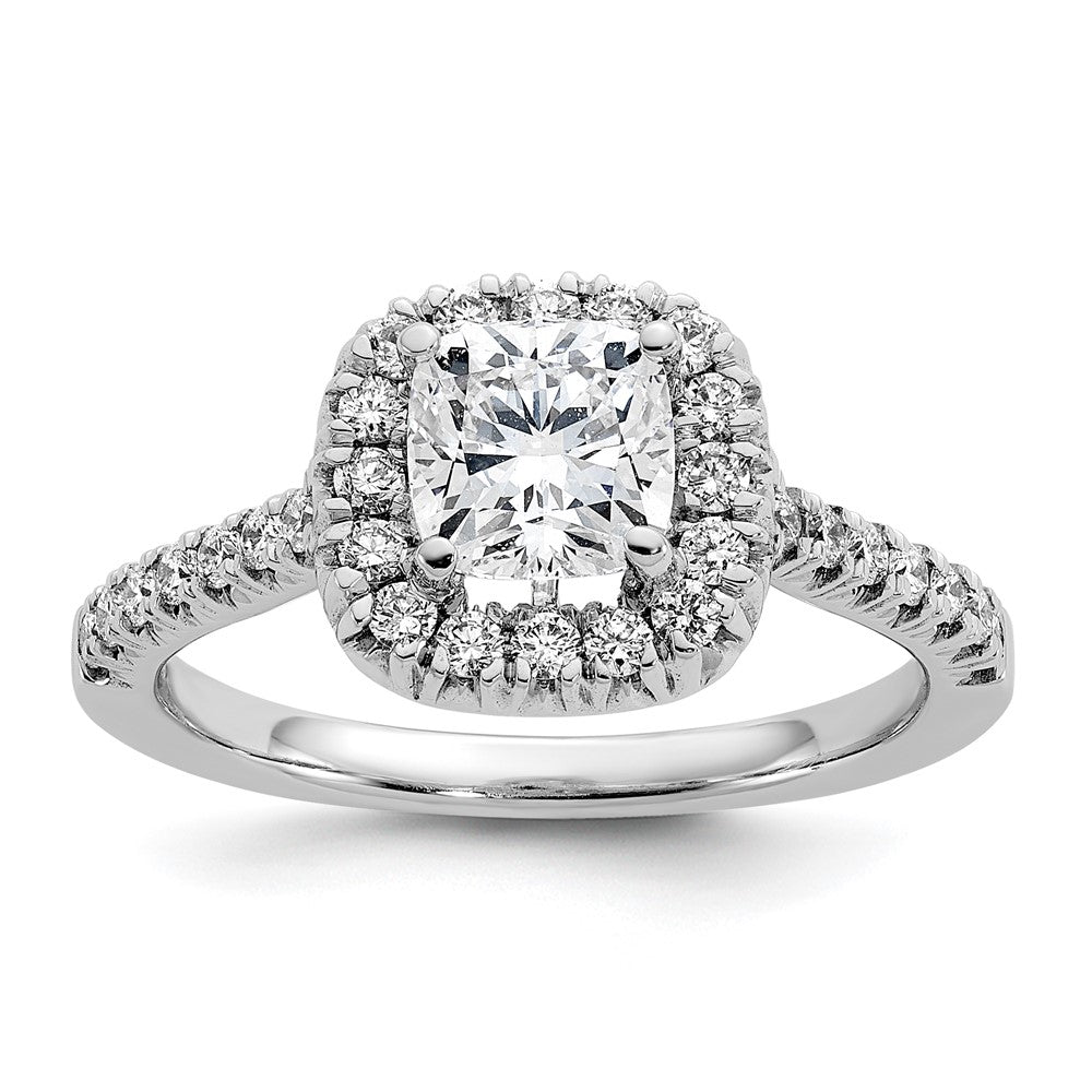 14K Weißgold Labordiamant VS/SI+ G+ Kissenschliff Halo Halbfassung Verlobungsring