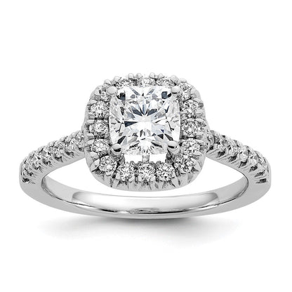 14K Weißgold Labordiamant VS/SI+ G+ Kissenschliff Halo Halbfassung Verlobungsring