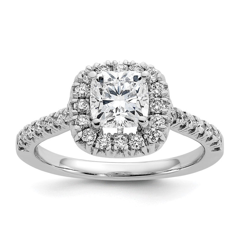 14K Weißgold Labordiamant VS/SI+ G+ Kissenschliff Halo Halbfassung Verlobungsring